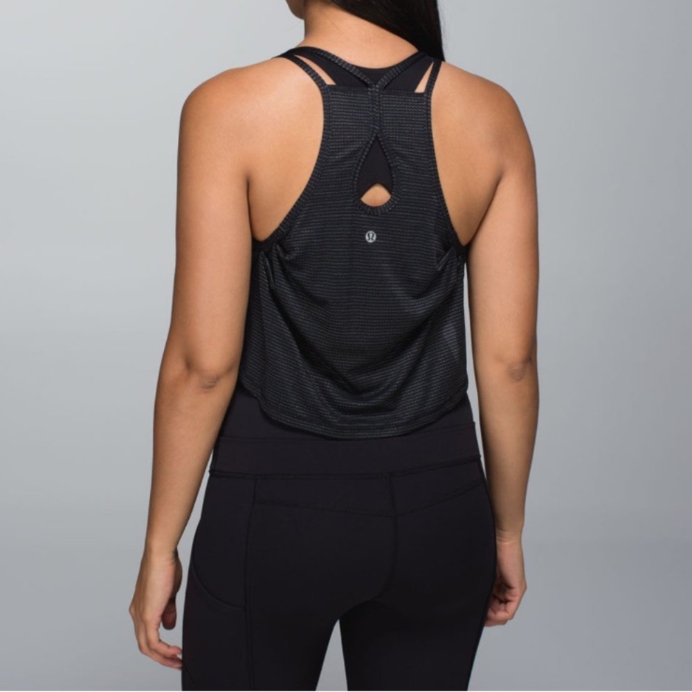 Lululemon athletica Black Crop Top Sheer Sz 2